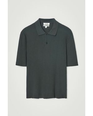 COS Slim Ribbed-knit Polo Shirt - Green