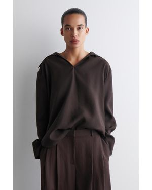 COS Bluse Aus Modal Mit Breitem Kragen - Schwarz