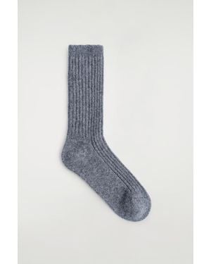 COS Ribbed Cashmere Socks - Blue