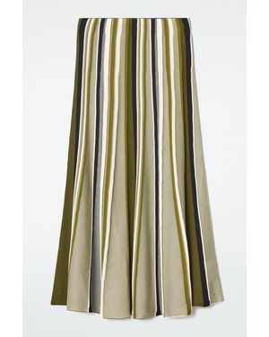 COS Striped Knitted Midi Skirt - Green