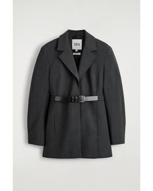 COS Belted Wool-Blend Blazer - Black