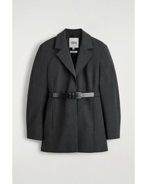 COS Belted Wool-Blend Blazer - Black