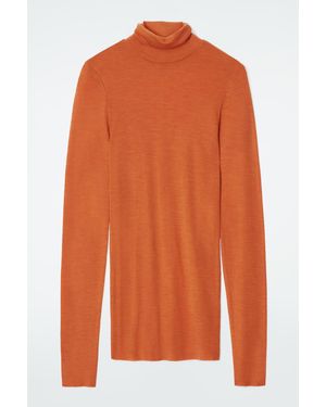 COS Top Col Roulé Laine Mérinos - Orange