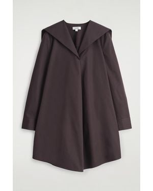 COS Sailor-Collar Cotton Mini Dress - Brown