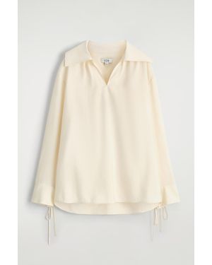 COS Wide-Collar Modal Blouse - Natural