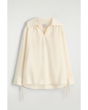 COS Wide-Collar Modal Blouse - Natural