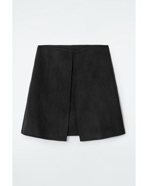COS Fold-detail Double-faced Wool Mini Skirt - Black