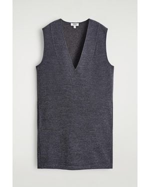 COS Boiled Wool V-Neck Mini Dress - Blue