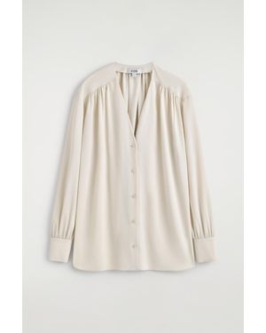 COS Gathered V-Neck Blouse - Natural