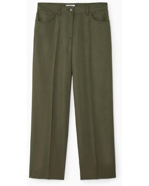 COS Regular Fluid Straight-leg Trousers - Green