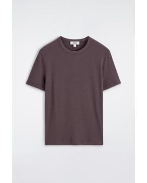 COS Slim Ribbed Cotton T-Shirt - Brown