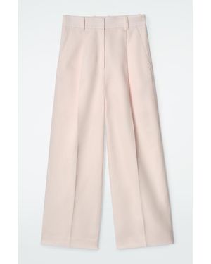COS Relaxed Linen-Blend Wide-Leg Trousers - Pink
