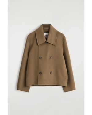 COS Double-Faced Wool Short Pea Coat - Natural