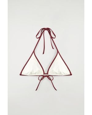 COS Contrast-Trimmed Triangle Bikini Top - White