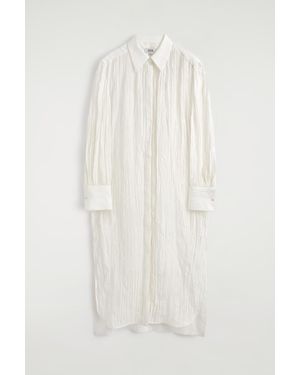 COS Crinkled-Silk Midi Shirt Dress - White