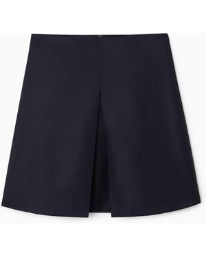 COS Pleated Wool-blend Mini Skirt - Blue