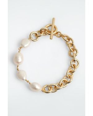 COS Freshwater Pearl Chain Bracelet - Metallic