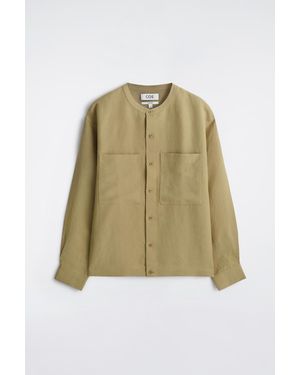 COS Oversized Grandad-Collar Linen Shirt - Green