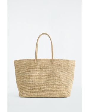 COS Oversized Hand-Woven Tote Bag - Natural