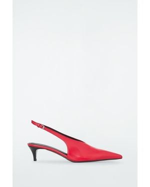COS Spitze Kitten-Heels Aus Leder Mit Slingback-Riemen - Rot