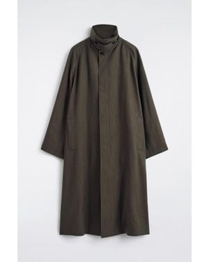 COS Lightweight Cotton-Herringbone Trench Coat - Brown