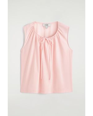COS Gathered-Neck Jersey Tank Top - Pink