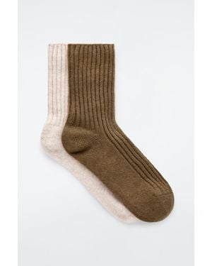 COS 2-pack Cashmere Socks Gift Set - Brown