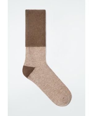 COS Folded Wool And Cashmere Socks - Brown