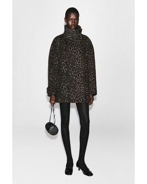 COS Mantel Aus Woll-Mix Mit Leoparden-Print - Schwarz