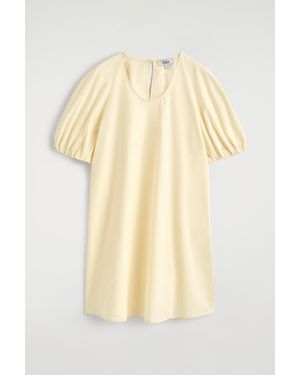 COS Puff-Sleeve Cotton Mini Dress - Natural