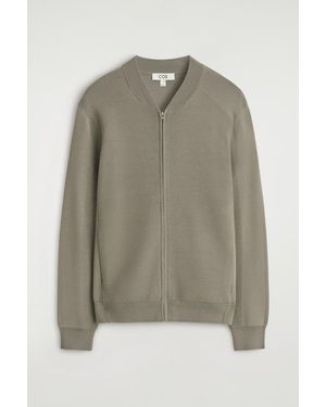 COS Textured Knitted Bomber Jacket - Gray