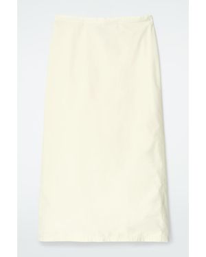 COS Cotton Drawstring Midi Skirt - Natural