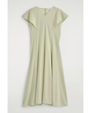 COS Petal-Sleeve Cotton Midi Dress - Green