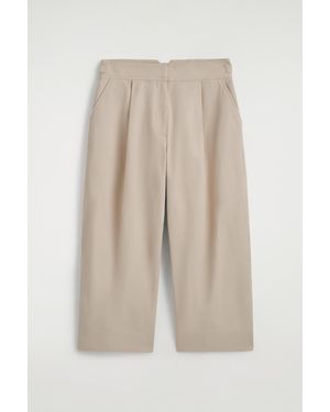COS Cropped Cotton Balloon Trousers - Natural