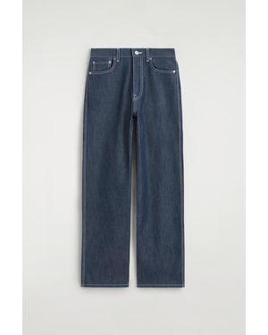 COS Chord Topstitched Raw Straight-Leg Jeans - Blue
