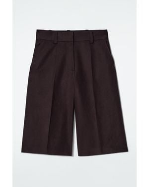 COS Tailored Linen-blend Longline Shorts - Grey