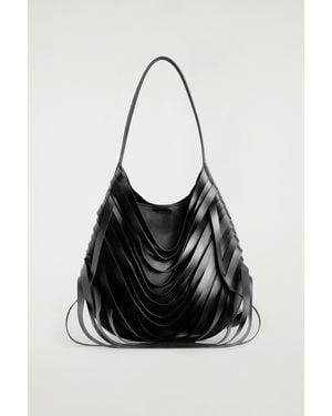 COS Curved Raw-Cut Shoulder Bag - Black