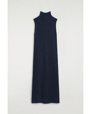 COS Brushed Funnel-Neck Dress - Blue