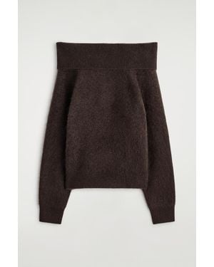 COS Off-The-Shoulder Merino Wool Jumper - Brown
