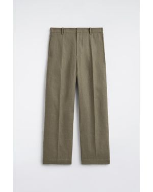 COS Linen Relaxed-Fit Straight-Leg Trousers - Green
