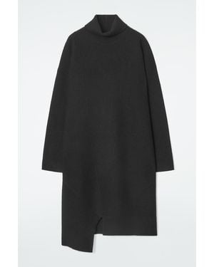 COS Asymmetric Merino Wool Dress - Black