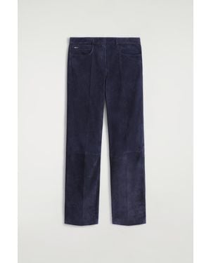 COS Suede Straight-Leg Trousers - Blue