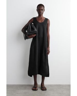 COS Elasticatedhem Linen Maxi Dress - Schwarz