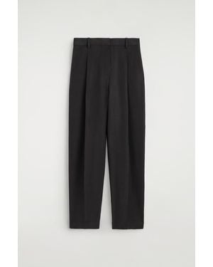 COS Crinkled-Silk Straight-Leg Trousers - Black