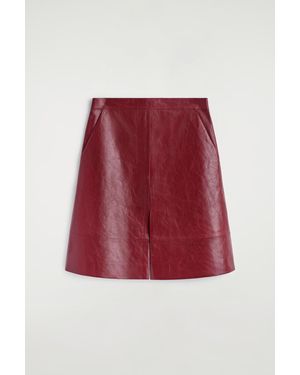 COS Pleated Textured-Leather Midi Skirt