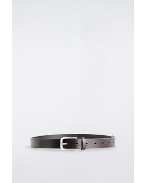 COS Square-Buckle Leather Belt - White