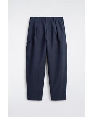 COS Cotton-Blend Barrel-Leg Utility Trousers - Blue