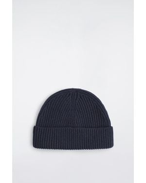 COS Chunky Ribbed Wool Beanie - Blue