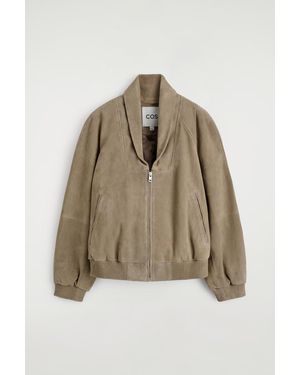 COS Shawl-Collar Suede Bomber Jacket - Natural
