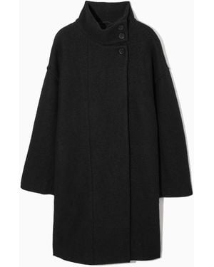 COS Funnel-neck Boiled-wool Coat - Black